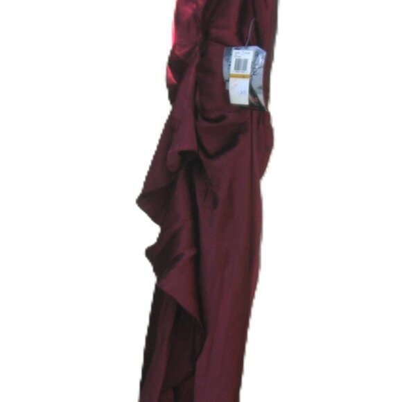 VINTAGE w/ Tag RAMPAGE Burgundy Ruffle Formal Evening Gown 3 *Needs Zipper Pull* - Picture 10 of 16